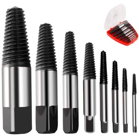 Set of 8 professional screw extractors for removing damaged screws