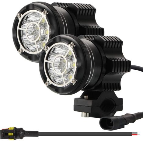 90W Round LED Driving Light Kit, 6000K, 9000lm, Chips, Motorcycle Additional Headlights, Wear-Free High Beam, Flash, Dual-Mode CNC Tempered Glass Lens, IP68 (1/5)