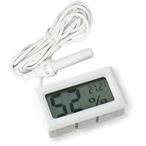 2-in-1 Built-in LCD Digital Thermometer Hygrometer with External for Reptile, Aquarium, Poultry Incubator - White (1/5)