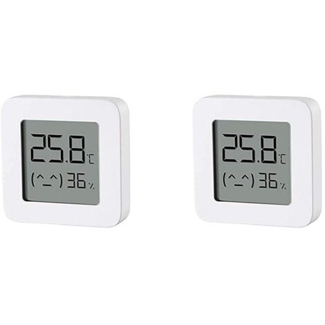 Temperature and Humidity Monitor 2 Connected Indoor Thermometers White, 1.5" LCD Screen, Bluetooth, Long Battery Life (1/5)