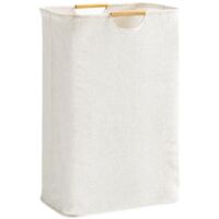Beige Laundry Hamper 40×56×27cm, Large Capacity Foldable Oxford Fabric Laundry Hamper with Wooden Handle, Laundry Basket for Bedroom, Living Room, Kids Room, Bathroom and Travel