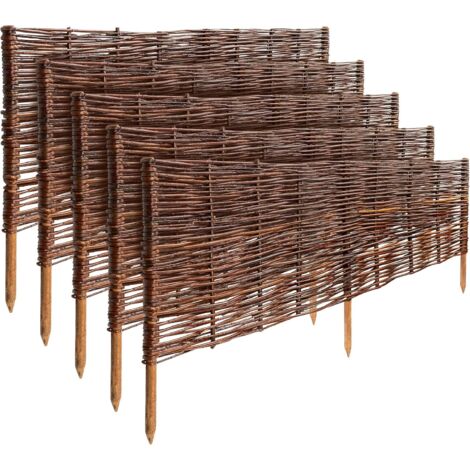 Set of 5 Willow Garden Edging Fences 100 x 40 cm