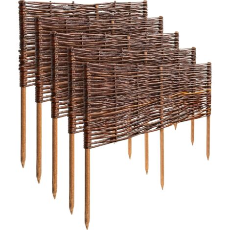 Set of 5 Willow Garden Edging Fences 60 x 30 cm