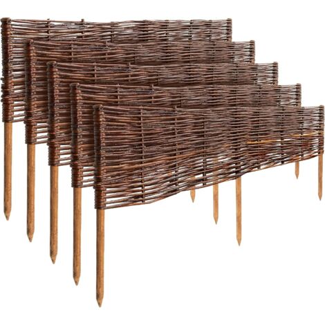 Set of 5 Willow Garden Edging Fences 100 x 30 cm