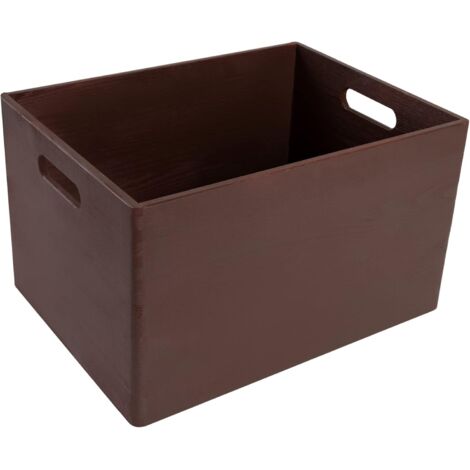 Wooden Storage Crate with Handles – Brown 39 x 29 x 23 cm