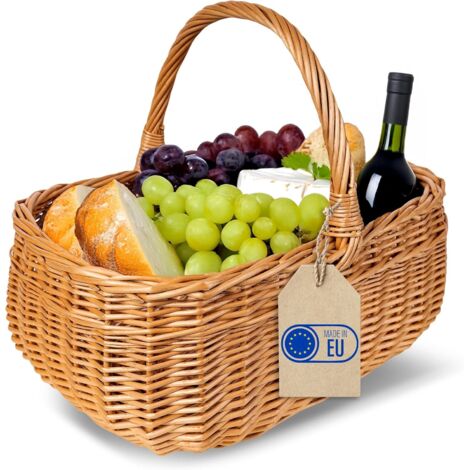 Handmade Wicker Picnic Basket Natural 36 x 27 x 32 cm