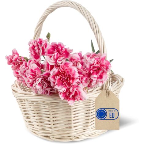 Handwoven Wicker Easter Basket 22 x 22 x 26 cm – White