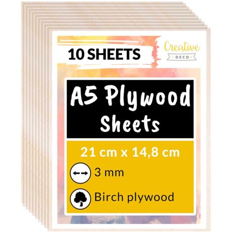 Pack of 10 A5 Birch Plywood Engraving Sheets 148 x 210 x 3 mm