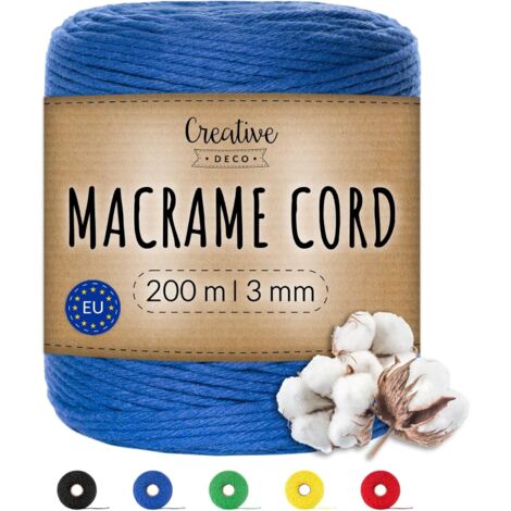 Cotton Macrame Cord 3 mm x 200 m Blue