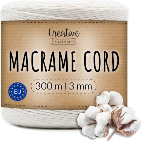 Cotton Macrame Cord 3 mm x 300 m White