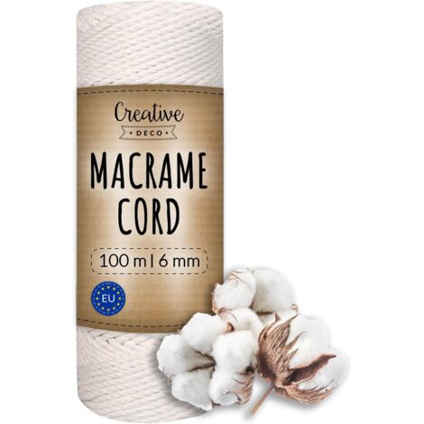 Cotton Macrame Cord 6 mm x 100 m White