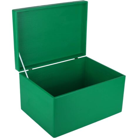 Wooden Storage Box with Lid 40 x 30 x 24 cm - Green