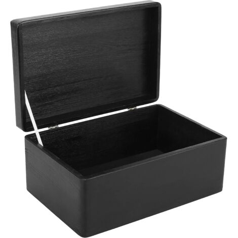 Wooden Storage Box with Lid 30 x 20 x 14 cm - Black