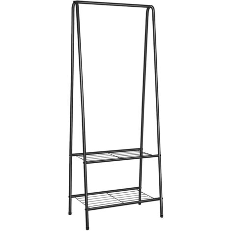 Portant à Vêtement avec Étagère de Chaussures Penderie Vêtement Hauteur 145CM Tube en Fer 4 Pieds Réglables Noir