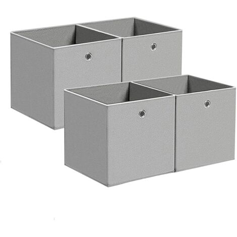 BALLSHOP Lot de 4 boîtes de Rangement Pliables en Tissu avec Trou pour Les Doigts 32 x 32 x 32 cm pour Les étagères ou Les séparateurs de pièce Gris Clair (1/5)