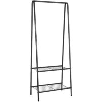 KingSaid Portant à Vêtements Solide en Métal 60x151 cm, Porte-Manteau sur Pied avec 2 Étagères de Rangement et Porte-Cintres, Penderie Dressing pour Chambre, Vestiaire dEntrée avec Porte-Vêtements