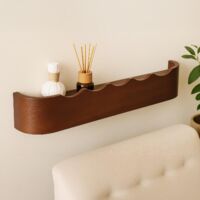 BALLSHOP Porte Manteau Mural Bois- Design Moderne avec Crochets Muraux Cachés - Patere Murale pour une Entrée, Chambre, Salle de Bain et Vestiaire (Couleur noix)