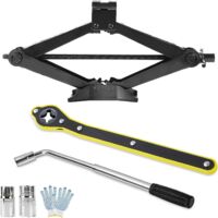Trintion 2.5T Jack à ciseaux de voiture avec manivelle à main et clé à ratchet 360 ° tête d'activité et clé pour outil d'élévation auto SUV essentiel