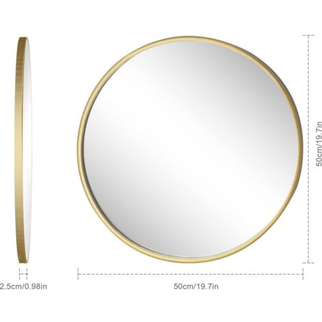N/Y Trintion Round Wall Mirror 50cm Large Golden Round Metal Wall Mirror Round Frame Home Bathroom Glass Wall Vanity Mirror for Vanity Bathroom Bedroom (1/4)