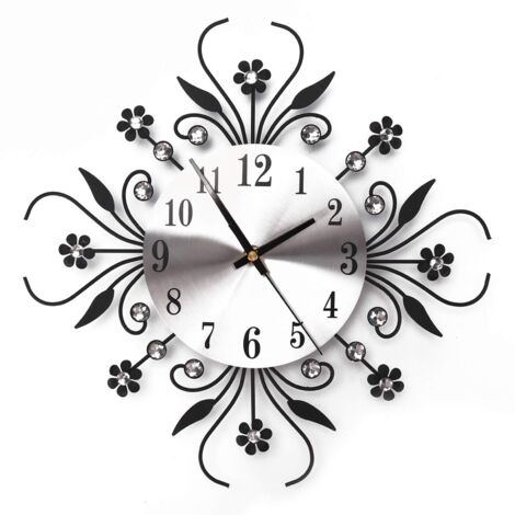 Youyijia European Flower Wall Clock Luxury Metal Creative Iron 3D Clock Silent Removable Modern Wall Clock Suitable for Office House Living Room Kitchen Bedroom