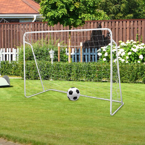 Kingsaid Football Goal 7FT x 5FT Portable Rebounder Net - Kids Soccer Goal Post Practice Training With Outdoor Net and Pegs for Gardens, Park, Beaches, Playground - White