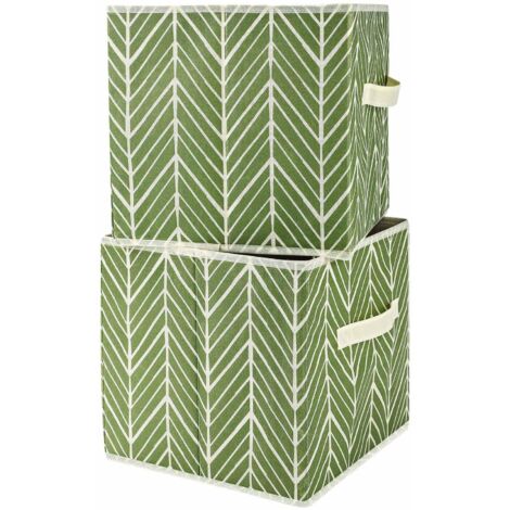 Holdfiturn 2Pcs Cube Storage Boxes 28x28x28cm Foldable Kallax Storage Cubes with Handles Collapsible Baskets Toy Bins Fabric Organisiers Containers for Kallax Unit Shelf (Light Green)