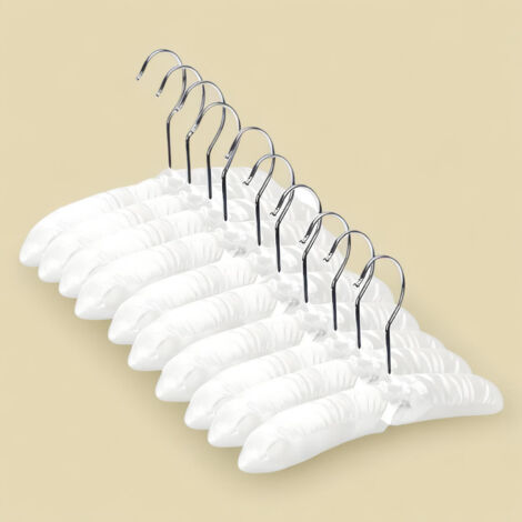 Dhouse 10PCS White Thick Satin Drying Rack Coat Luxury Soft Hanger Bridal Wedding Dress Hanger Super Long Pure White Satin Cushion Hanger Non-Convex Non-Slip Satin Quilted Hanger (1/5)