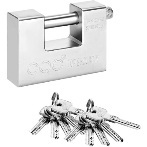 Youyijia 10 Keys Heavy Duty Padlock 9.4X7X2.9cm Warehouse Container Security Lock Padlock Outdoor for Garage Shutter Padlock Gate Chain Gates Warehouses Garages
