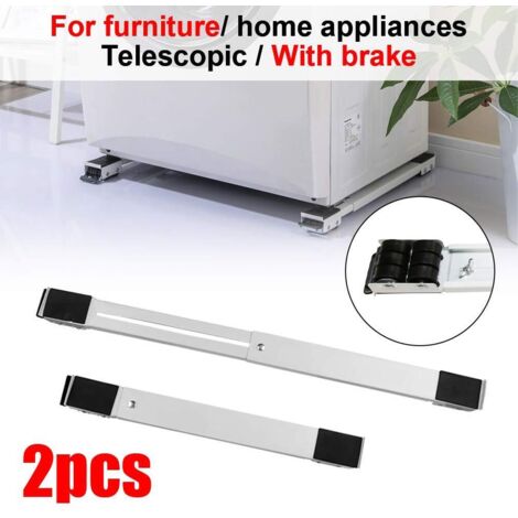 XJYMCOM Appliance Rolle Furniture Machine Dolly, Adjustable Furniture Moving Roller Wheels, Portable Washer Dryer Fridge Mobile Rolling Base Wheels for Washing Machine Refrigerator Stand with Brake