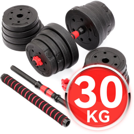 Youyijia 2 in 1 Dumbbell Set 30kg Dumbbell Set Adjustable Dumbbells Barbell Plastic Weight Plates with Connecting Steel Tube for Strength Training Fitness Home Gym (1/5)