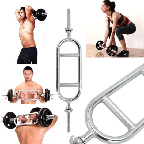 Chrome Tricep Weight Bar Curl Dumbbells Anti-Slip Hand Grip Barbell Bar 34" for Training Fitness Exercise Weight (1/5)