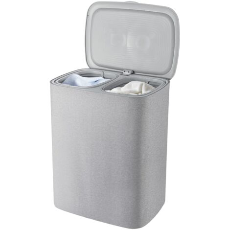 Laundry Basket with 2 Removable Bags 90L Large Capacity Washing Baskets Dual-Compartment Hamper for Light/Dark Clothes  Foldable Storage Bin for Bedroom Bathroom Folding Laundry Baskets