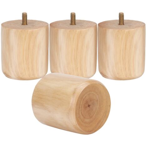 Trintion 4Pcs Wooden Table legs 65x70mm Wooden Furniture Legs Sofa Legs Replacement Solid Cylinder Feet with Hanger Bolts for Furniture Sofa (1/5)