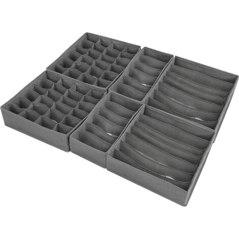 Holdfiturn 6PCS Drawer Organiser Underwear Storage Box Foldable Cabinet Dividers Wardrobe Storage Organizer Fabric Closet Dresser Containers for Bras Underwear Socks Ties Jewelry Gery (1/5)