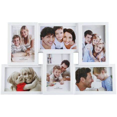 Youyijia Cadre photo unique pour 6 photos - 15,2 x 10,2 cm - Cadre photo mural pour afficher plusieurs photos (blanc) (1/5)