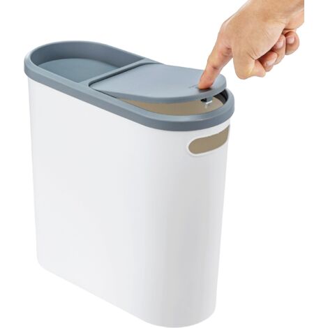 JF HOME BLISS Narrow Slimline Waste Bin 10L Compact Plastic Trash Can with Lid  Heavy-Duty Rubbish Bin for Bathroom, Toilet, Kitchen, Bedroom, Office Dustbin, White