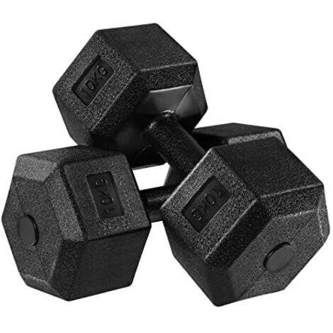 Youyijia 2Pcs 10kg Hexagon Dumbbell Dumbbell Set Cast Iron Dumbbells Fitness Equipment Hand Weight Set for Strength Training Home Workout Gym (1/5)