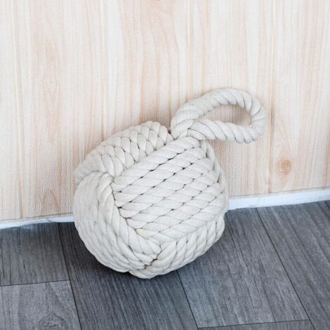 Trintion Nautical Knot Door Stop 15cm - Heavy Duty Decoration Rope Knot 1.5kg - Cream Rope Door Weight Stopper