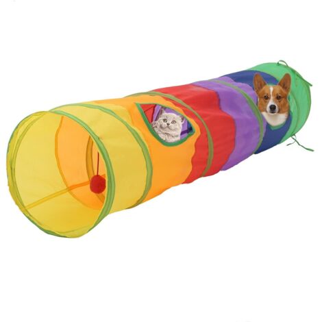 Youyijia Pet Cat Tunnel 115  25cm With Two-Hole Interchangeable Toys Rainbow Tunnel For Pet Training