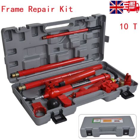 Holdfiturn Hydraulic Power Jack 10 Ton Auto Car Van Frame Repair Tool Kit Oil Hose Hydraulic Car Jack Red for Automobile Repairing and Hydraulic Equipment Construction