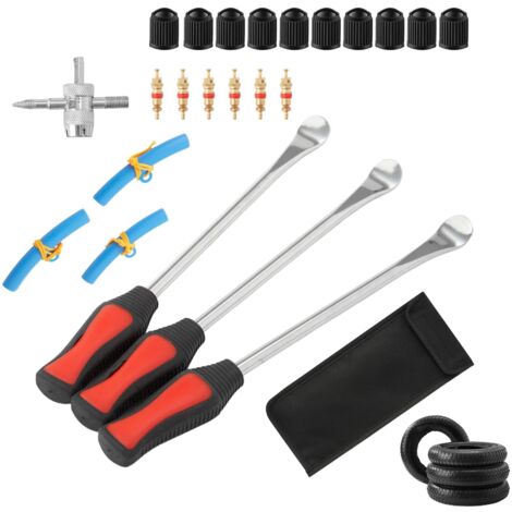 Trintion 14.5inch Tire Spoons Motorcycle, Motorcycle Tire Iron Tools Kit Includes 3 Tire Levers, 3 Rim Protectors, 6 Valve Cores, 1 Valve Tool, 10 Caps for Dirt Bike, ATV, Car, Bicycle Tires (1/5)