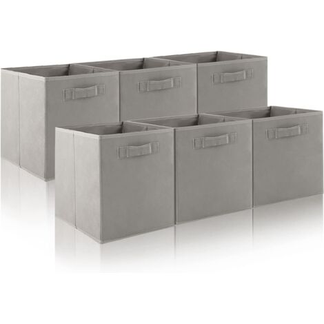 Trintion Set of 6 Cube Storage Boxes Cubes Storage Cubes Fabric Storage Boxes Foldable Storage Baskets for Closet Shelves Bedroom Organizing Clothes and Book (Gray, 27x27x28cm) (1/5)