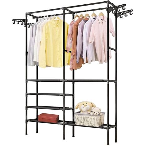 Youyijia Clothes Coat Rail Garment Dress Hanging Display Stand Shoe Rack Shelf Storage for Home Living Room Office Style2