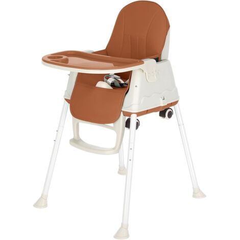 Holdfiturn 3-in-1 Convertible Baby High Chair with Adjustable Height  Dishwasher-Safe Tray, 5-Point Harness & Foldable Design  Ergonomic Infant Feeding Chair for UK Homes (Coffee)
