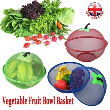Trintion Fruits Bowl Basket Apple Shape Mesh Fruit Basket Tabletop Vegetable Holder Keep Unwanted Pets & Insects Out Decorative Fruit Basket for Fruits Vegetables Snacks (Red) (1/5)