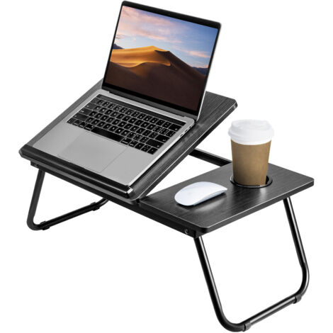 Holdfiturn Foldable Laptop Desk, Laptop Table with Cup Holder, Height Adjustable Computer Bed Tray Table, Reading Holder Notebook Stand for Eating Reading Working
