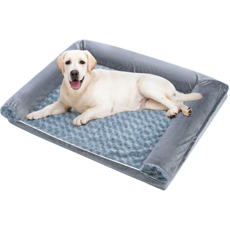 Orthopedic Dog Bed for Small & Medium Dogs, Memory Foam Dog Sofa with U-Shaped Bolster, Soft Plush Washable Cover Waterproof Lining Non-Skid Bottom Comfortable Supportive Dog Bed Large (106×76×17cm) (1/5)
