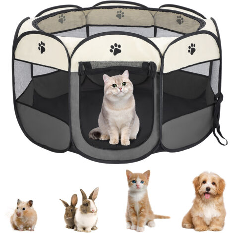 Youyijia Portable Pet Playpen Puppy Playpen Pet Dog Cat Playpen Cage Crate 74 x 74 x 43cm Soft Fabric Foldable Pet Indoor Outdoor for Rabbit Hamster Guinea Pig Gray