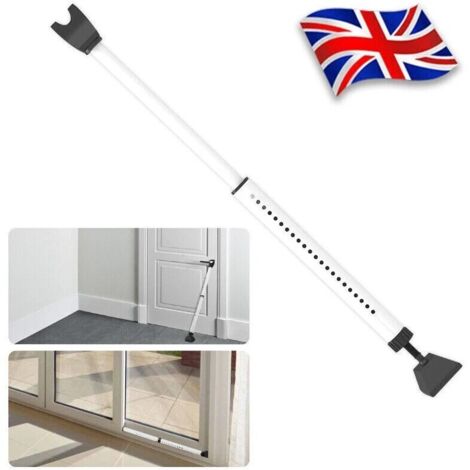 Youyijia Door Security Bar Heavy Duty 116cm Adjustable 2-in-1 Sliding Patio Door Brace Entry Door Jammer  Anti-Burglar Lock Bar for Home Flats Travel (White, 1-Pack)