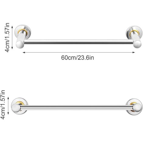 Dhouse Stainless Steel Towel Bar Rack Wall Mounted Brushed Finish Round Towel Holder Durable Towel Rack for Bathroom Kitchen Laundry Room Easy Installation Silver (60cm)
